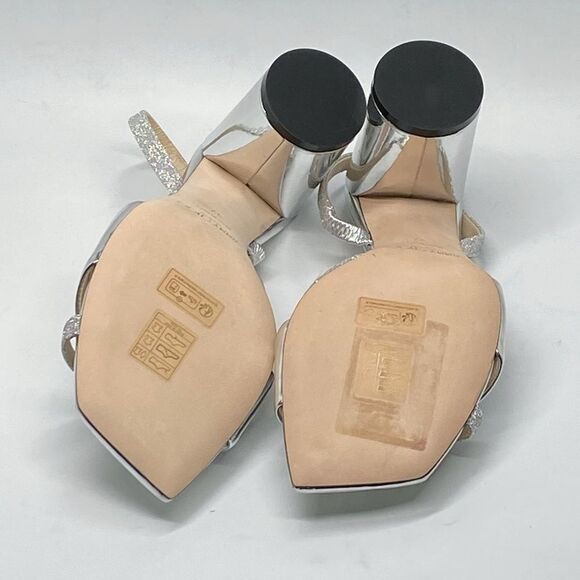 Jimmy Choo Plum Metallic Leather & Glitter Slingback Sandals size 37 - Picture 10 of 11